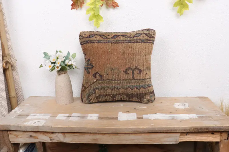 Office Chair Pillow Case, Boho Pillow, Boho Pillow Sham Cover, Shabby Chic Cushion, Cushion Cover, Home Decor Pillow, 12x12 Orange Pillow - 1