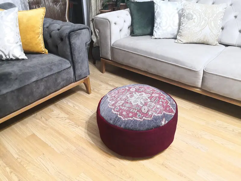 キリム風の長方形プーフ、多目的オットマンプーフ