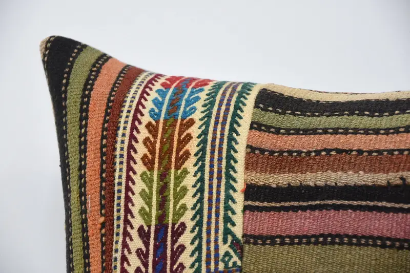 32x32 Orange Pillow, Interior Designer Pillow, Vintage Kilim Pillow, Handmade Rug Seat Cushion Cover, Turkish Kilim Pillow, Pillow Cover - 2