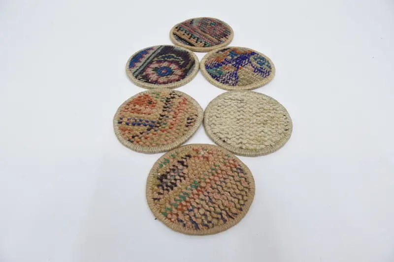 Böhmisches rundes Untersetzer-Set, blaue und weiße Untersetzer