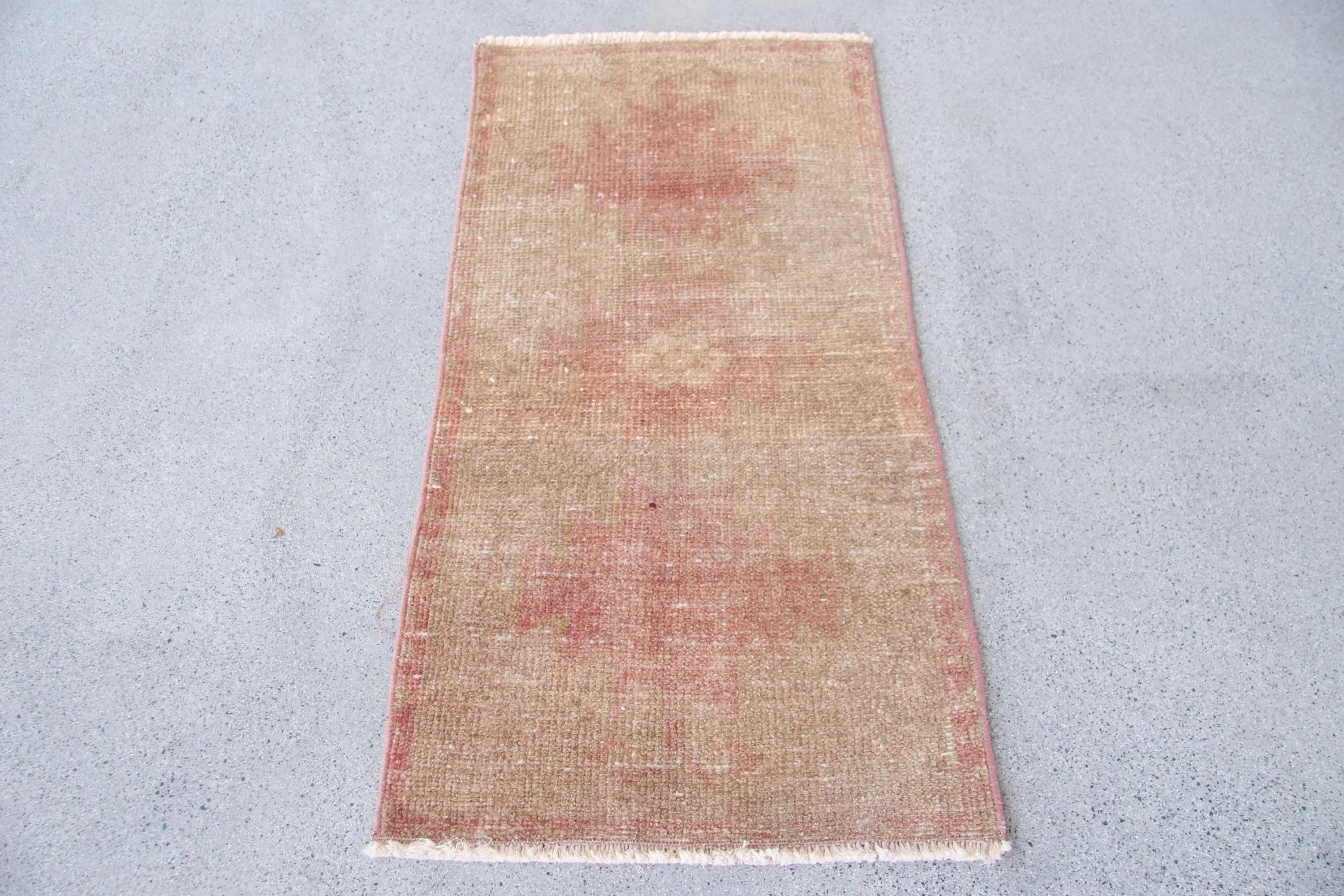 Türkischer Vintage Teppich, 1,5x3 ft Teppich, braun rot gepunkteter Wollteppich - 1