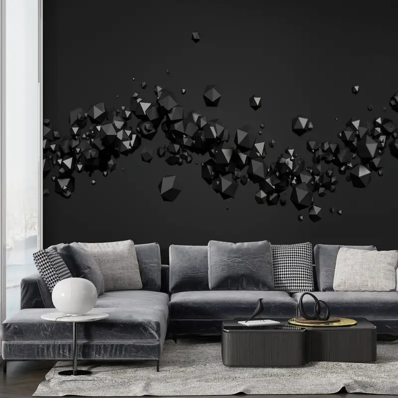 Futuristischer schwarzer 3D-Effekt, trendige bedruckte Tapete