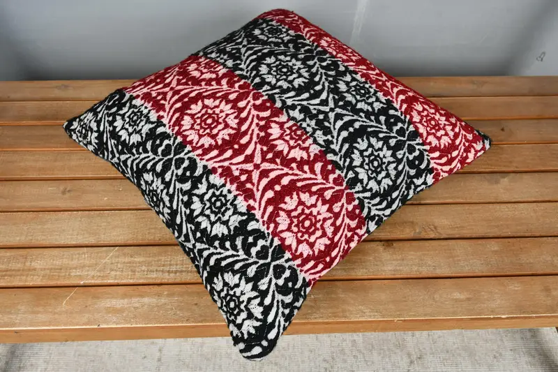 Kilim Pillow, Tribal Pillow Cover, 18x18 Red Pillow Sham, Meditation Cushion Cover, Cushion Case, Kilim Pillow Cover, Vintage Kilim Pillow - 2