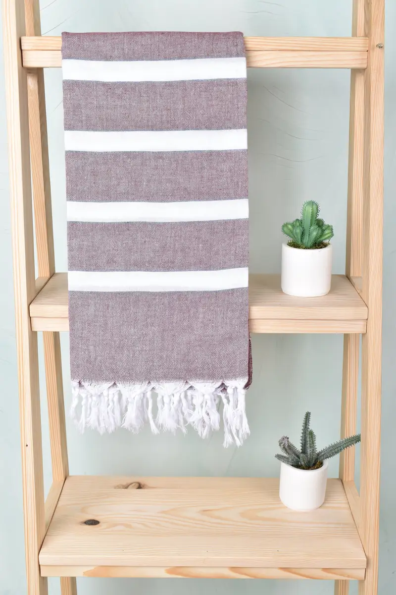 Wedding Favors, Personalized Towel, Personalized Gifts, Eco-friendly Turkish peshtemal towel, Bathroom Towel, 70x40 Cotton Striped Towel - 8