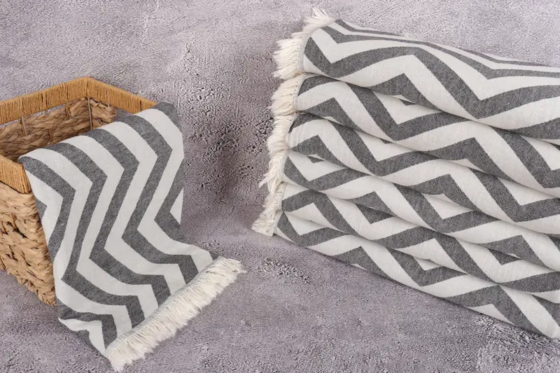 Cotton towel, Spa Gift Towel, Home Decor Towel, Scarf Towel, 70x40 Cotton Zigzag Design Towel, Personalized Gift, Gift For Her, Bridesmaid Towel - 3