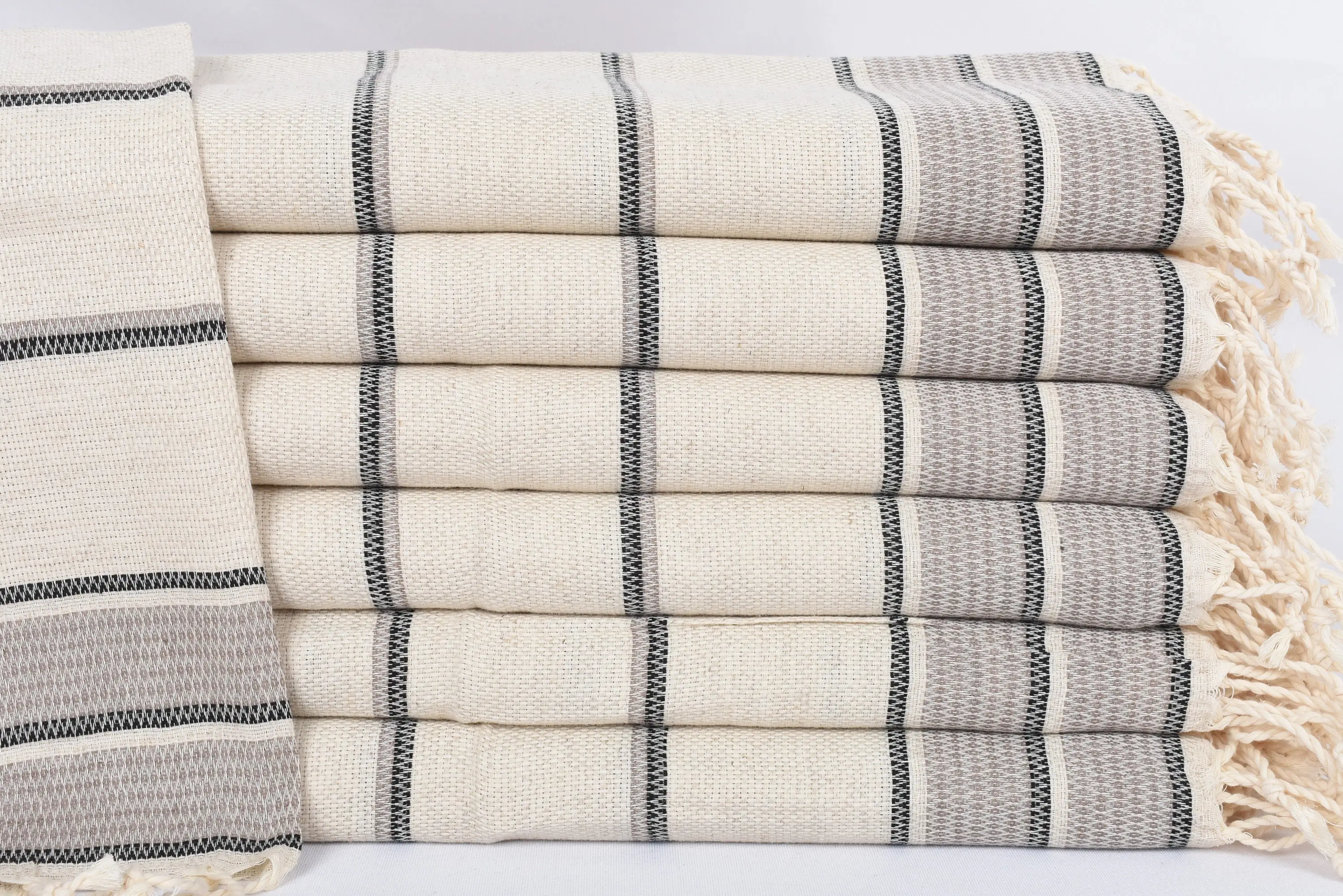 Monogrammed Hand Towel Brown Striped Kitchen Towel, 40x20 Inches - 1