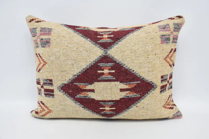 Turkish Antique Red Cushion Case, Geometric Wool Seasonal Decor Wedding Gift Pillow Case - 1