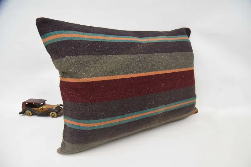 Interior Designer Pillow, Decorative Throw Cushion Case, Kilim Cushion Sham, Throw Kilim Pillow, 20x28 Brown Cushion Cover, Cushion Case - 3