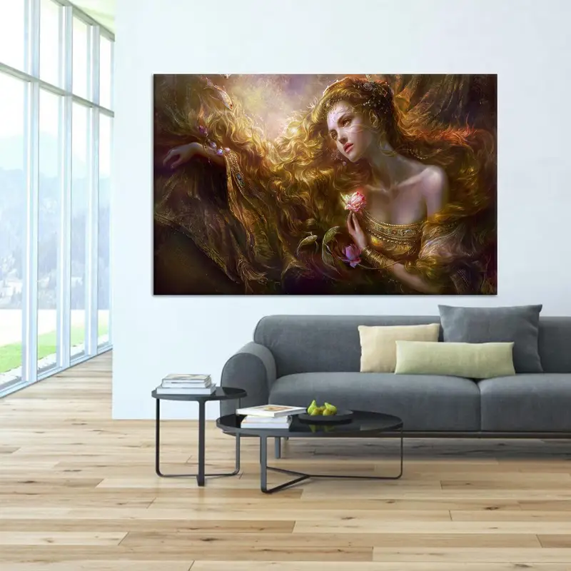 Eleganter Leinwanddruck: Schöne Frau in luxuriöser Umgebung