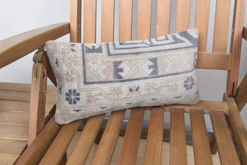 Pillow Sham, Vintage Kilim Pillow Cushion Cover, Interior Designer Pillow, Boho Pillow, Handmade Kilim Cushion, 8x16 Gray Cushion Case - 1