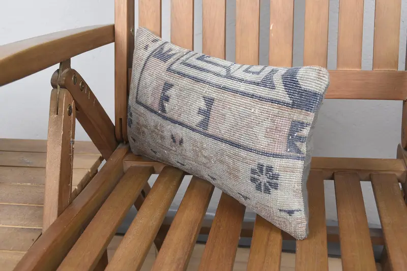 Pillow Sham, Vintage Kilim Pillow Cushion Cover, Interior Designer Pillow, Boho Pillow, Handmade Kilim Cushion, 8x16 Gray Cushion Case - 3
