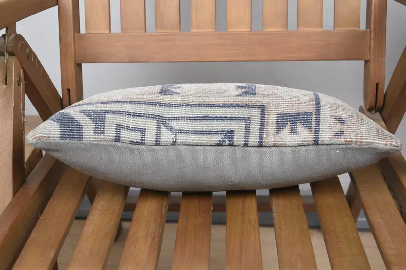 Pillow Sham, Vintage Kilim Pillow Cushion Cover, Interior Designer Pillow, Boho Pillow, Handmade Kilim Cushion, 8x16 Gray Cushion Case - 5