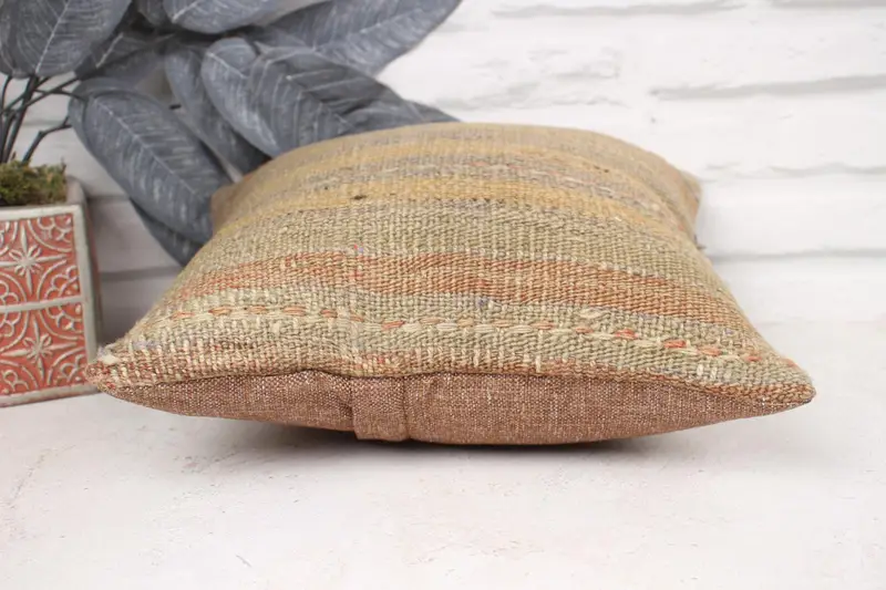 Vintage Kilim Pillow, Kilim Pillow, Throw Kilim Pillow, Cushion, 12x12 Beige Pillow Cover, Kilim Rug Pillow Case, Decorative Bolster Cushion Cover - 5