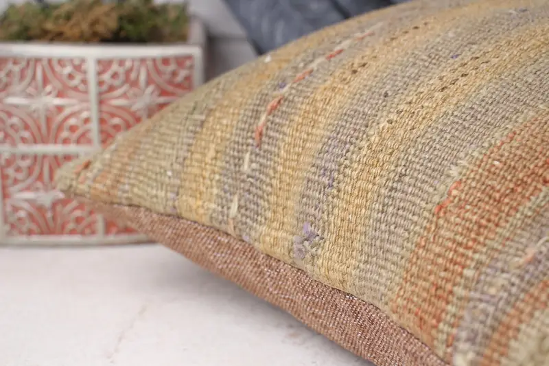 Vintage Kilim Pillow, Kilim Pillow, Throw Kilim Pillow, Cushion, 12x12 Beige Pillow Cover, Kilim Rug Pillow Case, Decorative Bolster Cushion Cover - 7