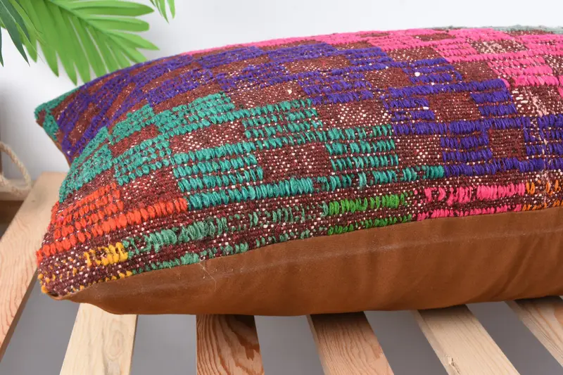 Turkish Pillow, Kilim Pillow Cover, 16x36 Pink Cushion Cover, Retro Cushion Case, Pillow Case, Yoga Pillow Sham, Antique Pillows - 6