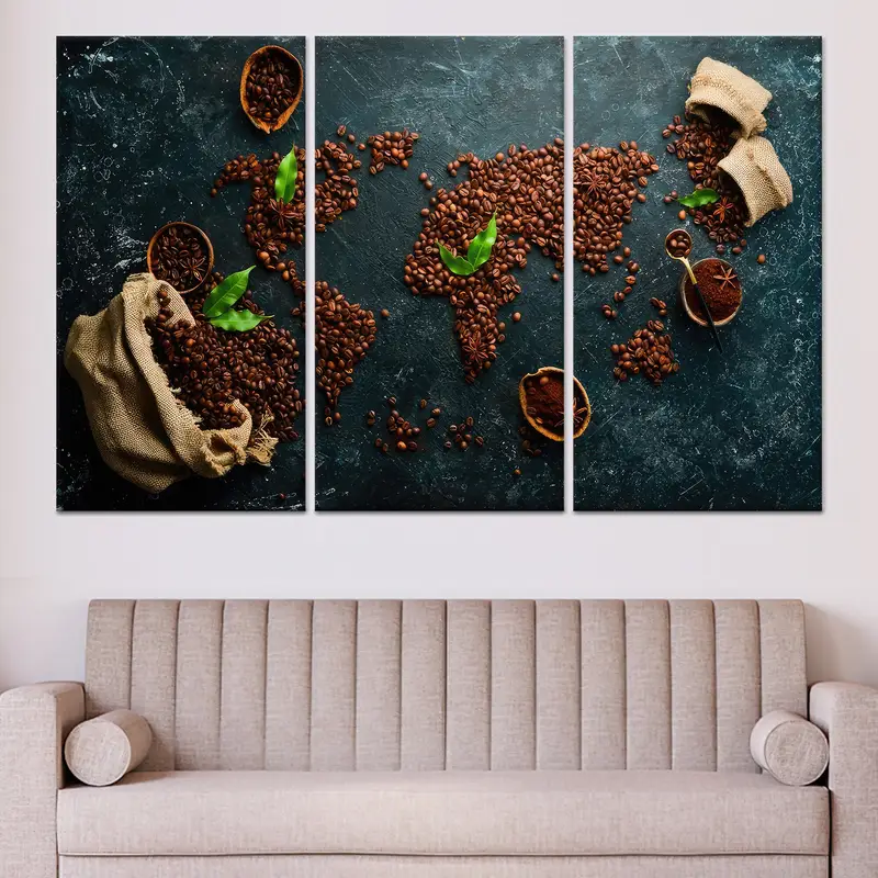 Sanatsal Dünya Haritası Kanvas: Zarif Kahve Sevgilisine Hediye