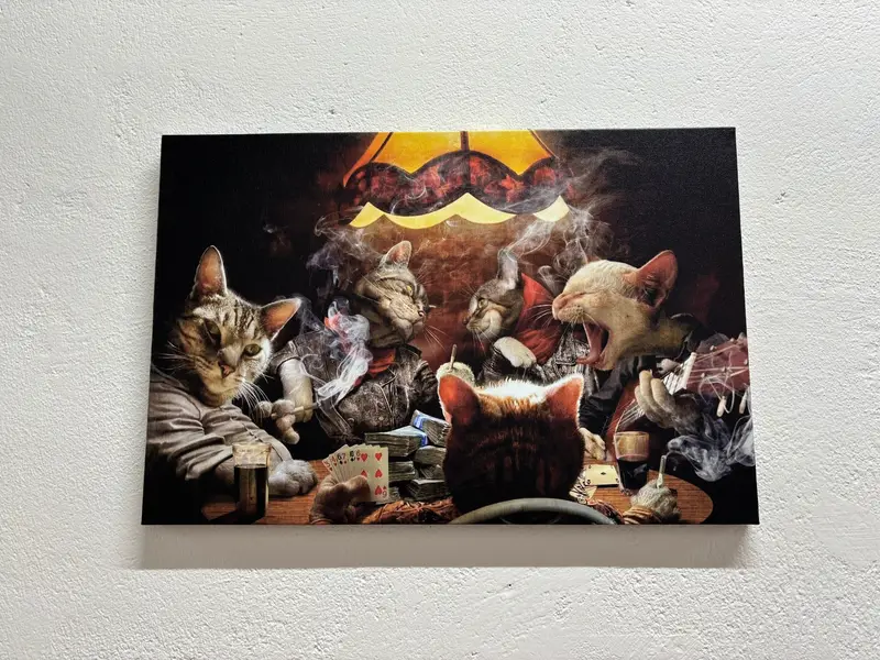 エレガントな抽象的な猫ポーカー ゲーム キャンバス プリント ゲーム ルーム用