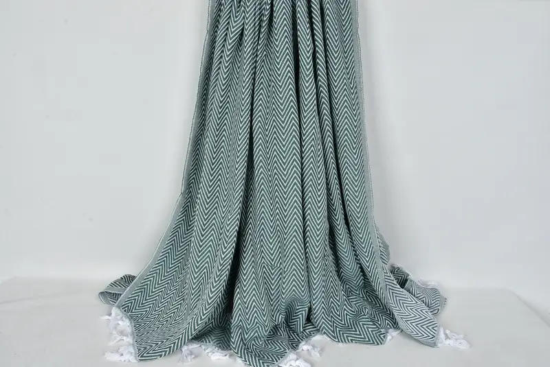 Wedding Gift Customized Blanket, Turkish Blanket, 96x80 Cotton Chevron Towel, Bridesmaid Gifts, Woven Blanket, Bridal Shower Favor, Shower Curtain - 8