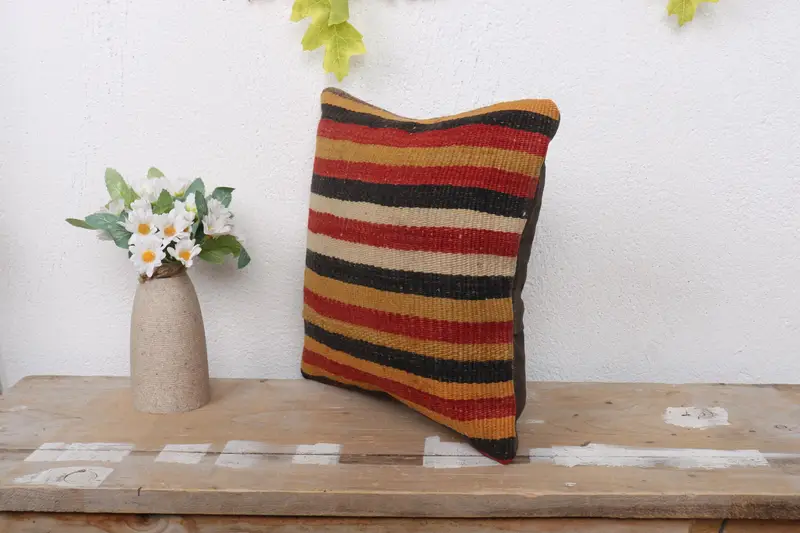 12x12 Red Cushion Cover, Pillow Sham, Antique Pillows, Interior Designer Pillow, Crochet Pattern Cushion Cover, Turkish Kilim Pillow - 4