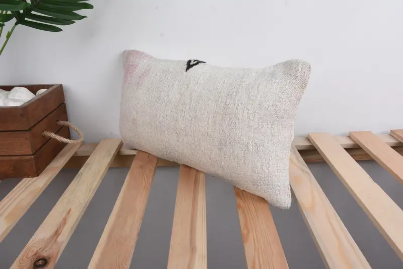 8x16 Beige Pillow Sham, Turkish Pillow, Office Chair Cushion Cover, Anatolian Cushion Case, Vintage Kilim Pillow, Boho Pillow, Cushion Cover - 5