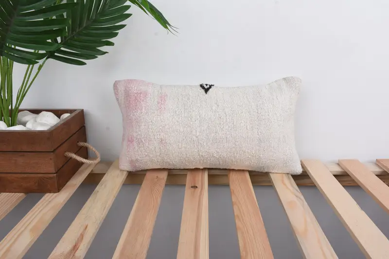 8x16 Beige Pillow Sham, Turkish Pillow, Office Chair Cushion Cover, Anatolian Cushion Case, Vintage Kilim Pillow, Boho Pillow, Cushion Cover - 1