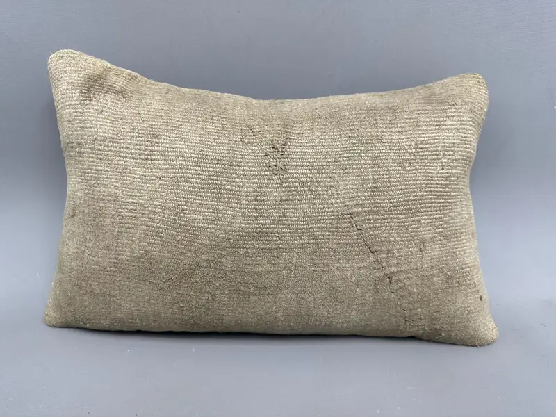 Handmade Throw Cushion Cover, Accent Throw Pillow Sham, 12x20 Brown Cushion, Turkish Pillow, Pillow Cover, Antique Pillows, Vintage Pillow - 4