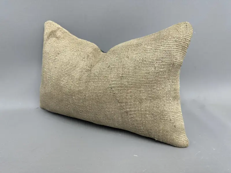 Handmade Throw Cushion Cover, Accent Throw Pillow Sham, 12x20 Brown Cushion, Turkish Pillow, Pillow Cover, Antique Pillows, Vintage Pillow - 3