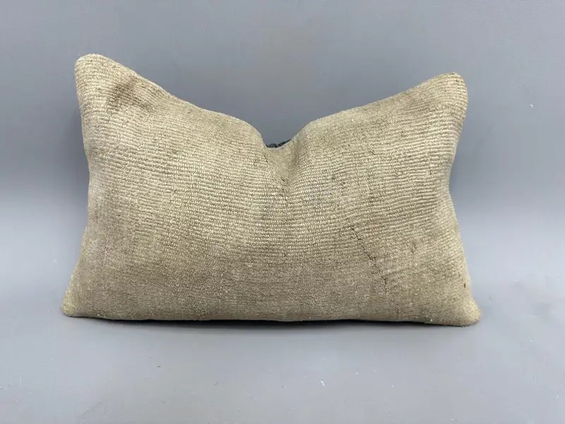 Handmade Throw Cushion Cover, Accent Throw Pillow Sham, 12x20 Brown Cushion, Turkish Pillow, Pillow Cover, Antique Pillows, Vintage Pillow - 1
