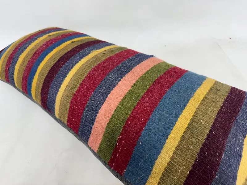 Decorative Throw Pillow Case, Throw Kilim Pillow, Ethnical Kilim Rug Pillow, 16x36 Yellow Pillow Cover, Cushion, Kilim Pillow Cover - 6