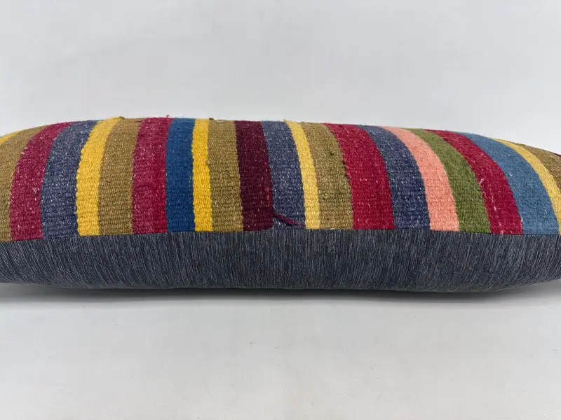 Decorative Throw Pillow Case, Throw Kilim Pillow, Ethnical Kilim Rug Pillow, 16x36 Yellow Pillow Cover, Cushion, Kilim Pillow Cover - 5
