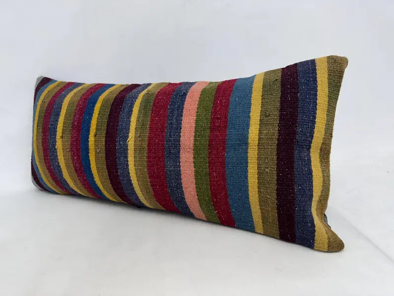 Decorative Throw Pillow Case, Throw Kilim Pillow, Ethnical Kilim Rug Pillow, 16x36 Yellow Pillow Cover, Cushion, Kilim Pillow Cover - 4