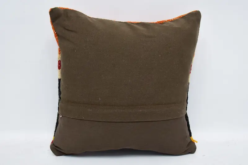 Couch Cushion, Pattern Throw Pillow Cover, Antique Pillows, Pillow Case, Throw Kilim Pillow, Kilim Pillow, 12x12 Orange Cushion Cover - 6