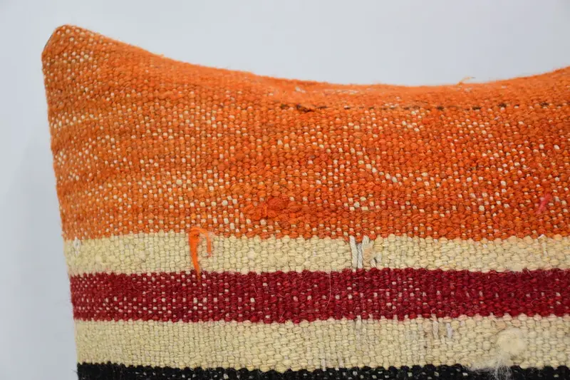 Couch Cushion, Pattern Throw Pillow Cover, Antique Pillows, Pillow Case, Throw Kilim Pillow, Kilim Pillow, 12x12 Orange Cushion Cover - 2