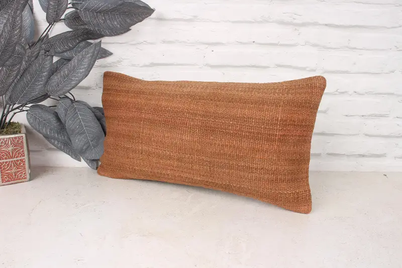 Boho Chic Cushion, 10x20 Brown Pillow Cover, Pillow Sham, Crochet Pattern Pillow, Vintage Kilim Pillow, Vintage Kilim Throw Pillow, Antique Pillows - 4
