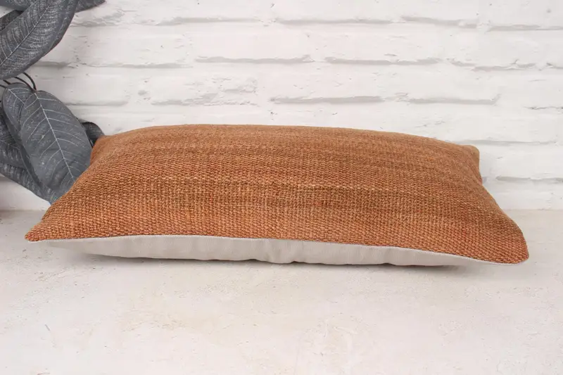 Boho Chic Cushion, 10x20 Brown Pillow Cover, Pillow Sham, Crochet Pattern Pillow, Vintage Kilim Pillow, Vintage Kilim Throw Pillow, Antique Pillows - 5
