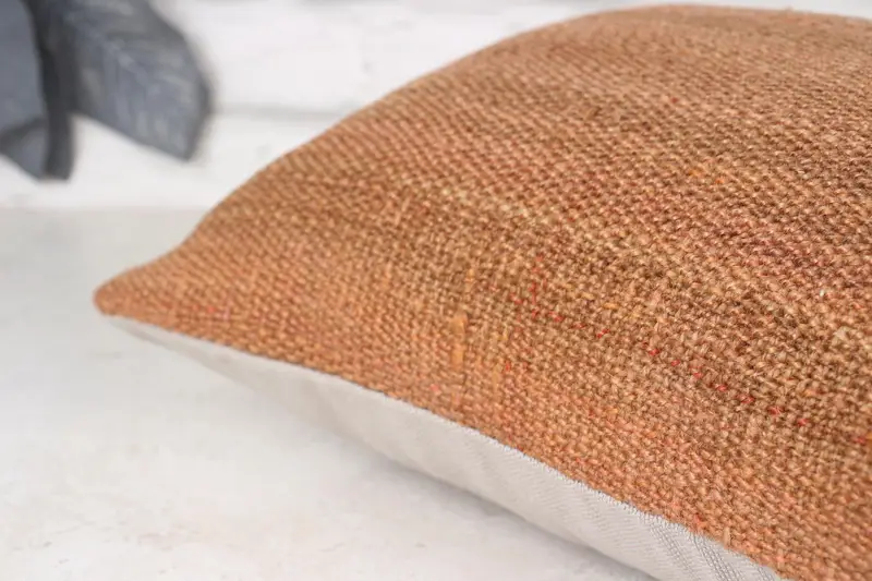 Boho Chic Cushion, 10x20 Brown Pillow Cover, Pillow Sham, Crochet Pattern Pillow, Vintage Kilim Pillow, Vintage Kilim Throw Pillow, Antique Pillows - 6