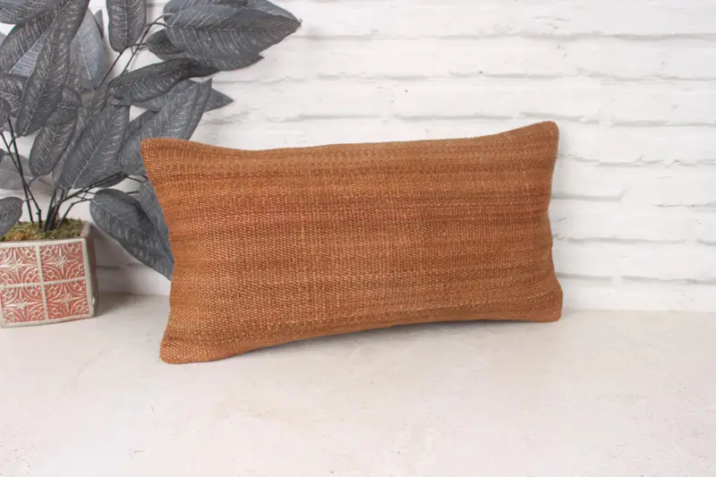 Boho Chic Cushion, 10x20 Brown Pillow Cover, Pillow Sham, Crochet Pattern Pillow, Vintage Kilim Pillow, Vintage Kilim Throw Pillow, Antique Pillows - 3
