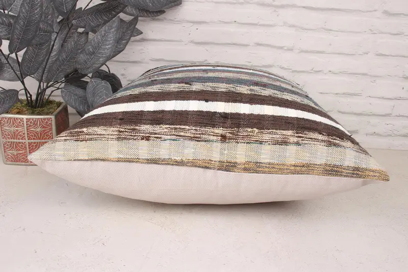 Throw Kilim Pillow, Handmade Rug Seat Cushion Case, Kilim Cushion Sham, Handmade Kilim Cushion, Cushion Cover, 20x20 White Pillow Cover - 5