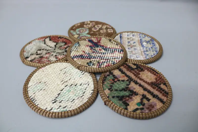 Bohemian Brown and Beige Round Coaster, Stylish Bohemian Coaster