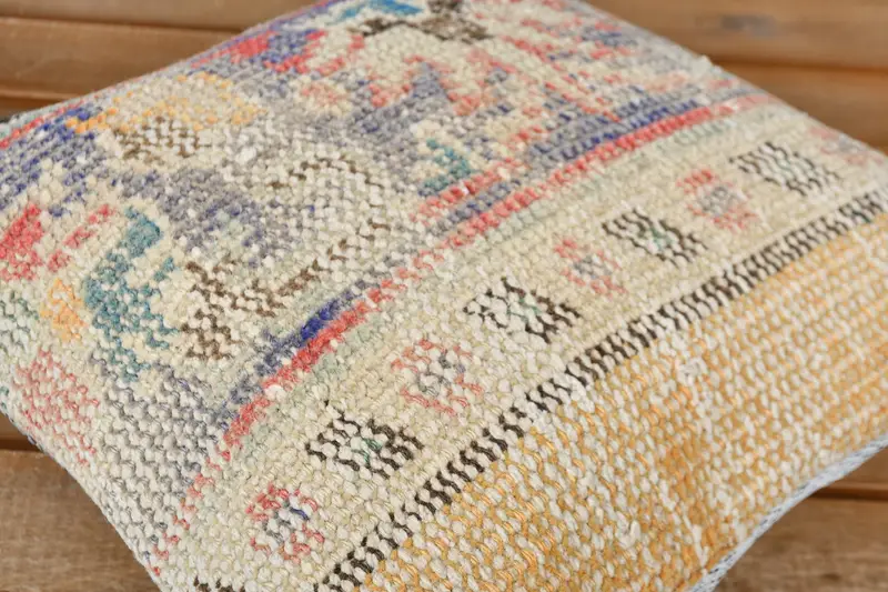Bolster Pillow Case, Vintage Kilim Pillow, Pillow, Bolster Throw Pillow Cover, Pillow for Sofa, 12x12 Blue Cushion Cover, Interior Designer Pillow - 4