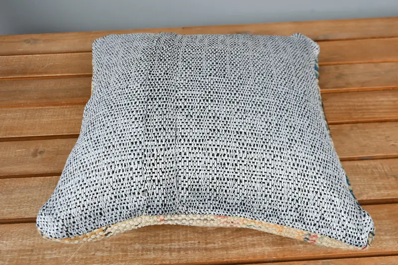 Bolster Pillow Case, Vintage Kilim Pillow, Pillow, Bolster Throw Pillow Cover, Pillow for Sofa, 12x12 Blue Cushion Cover, Interior Designer Pillow - 5
