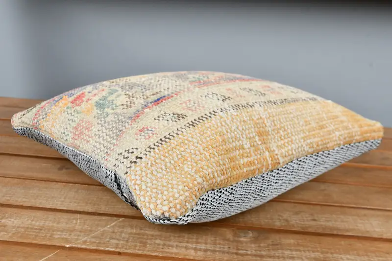Bolster Pillow Case, Vintage Kilim Pillow, Pillow, Bolster Throw Pillow Cover, Pillow for Sofa, 12x12 Blue Cushion Cover, Interior Designer Pillow - 3