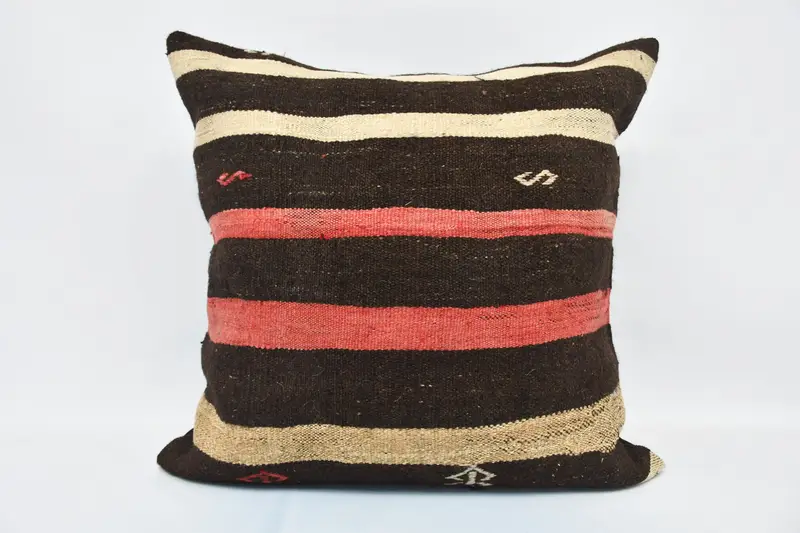Living Room Throw Pillow, Turkish Kilim Pillow, 28x28 Brown Pillow Sham, Cushion, Kilim Pillow Cover, Pillow for Couch - 1