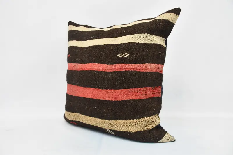 Living Room Throw Pillow, Turkish Kilim Pillow, 28x28 Brown Pillow Sham, Cushion, Kilim Pillow Cover, Pillow for Couch - 4