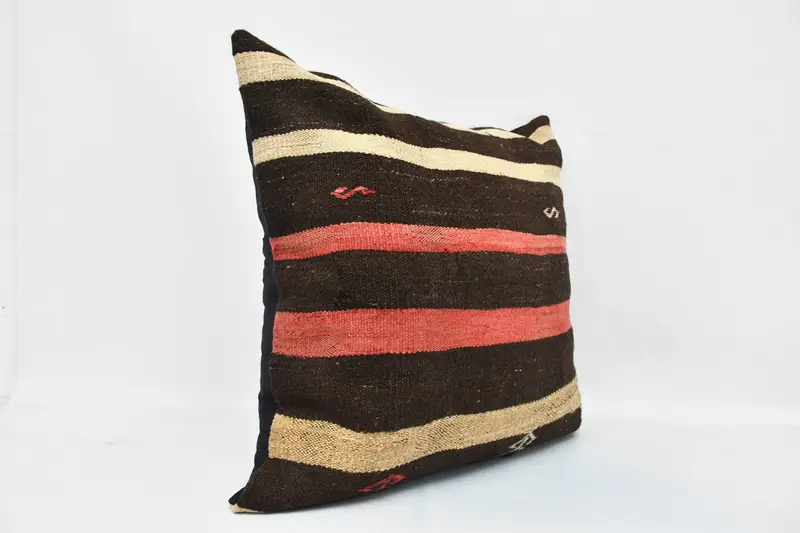 Living Room Throw Pillow, Turkish Kilim Pillow, 28x28 Brown Pillow Sham, Cushion, Kilim Pillow Cover, Pillow for Couch - 3