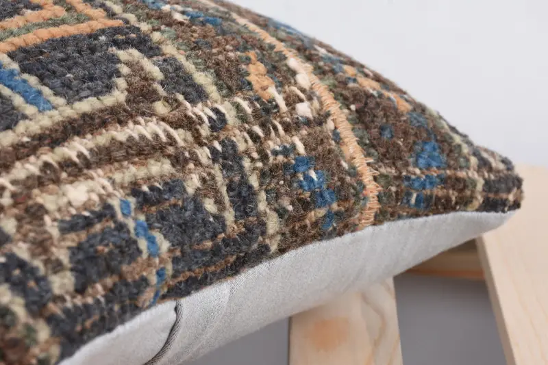 Handmade Kilim Cushion, 12x12 Brown Cushion Cover, Gift Pillow, Antique Pillows, Floor Pillow Sham, Accent Cushion Cover, Cushion Case - 7