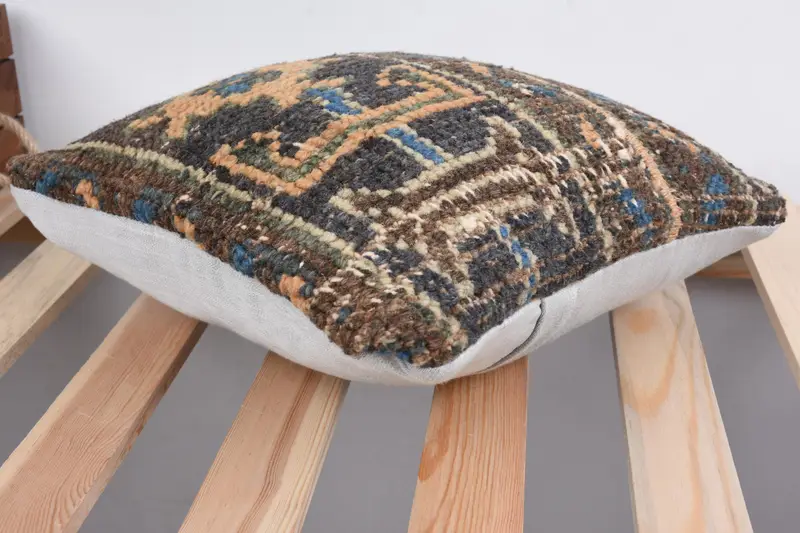 Handmade Kilim Cushion, 12x12 Brown Cushion Cover, Gift Pillow, Antique Pillows, Floor Pillow Sham, Accent Cushion Cover, Cushion Case - 6