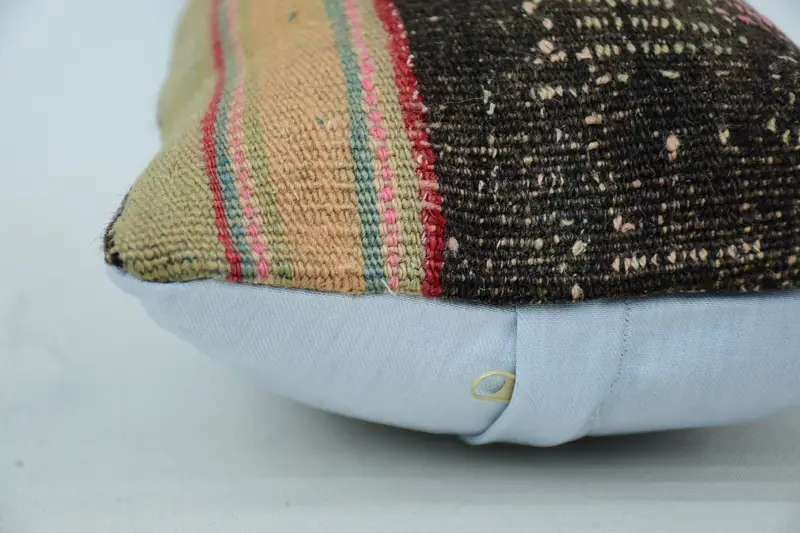 Throw Kilim Pillow, Interior Designer Pillow, Cushion, Ethnical Kilim Rug Pillow, 8x16 Brown Cushion Cover, Car Pillow - 5