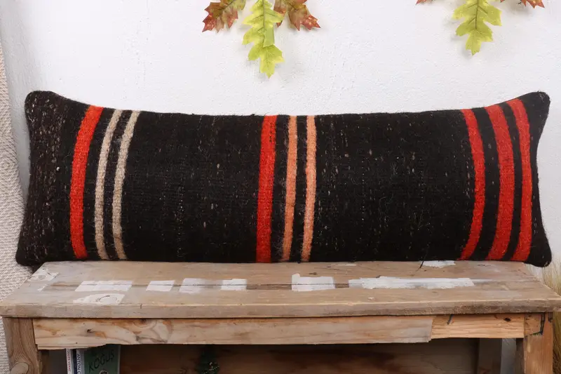 Aztec Pillow Cover, Crochet Pattern Pillow Case, Boho Pillow Sham Cover, Antique Pillows, Pillow, 12x36 Black Cushion Cover, Kilim Cushion Sham - 2