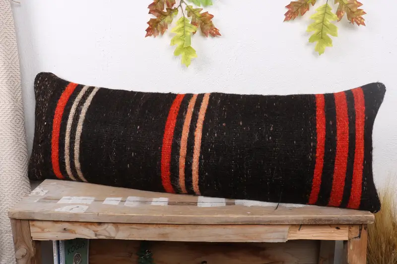 Aztec Pillow Cover, Crochet Pattern Pillow Case, Boho Pillow Sham Cover, Antique Pillows, Pillow, 12x36 Black Cushion Cover, Kilim Cushion Sham - 4